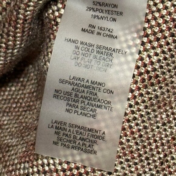 Tahari woman’s sz XS tan brick green black houndstooth cropped soft open jacket - Picture 6 of 7